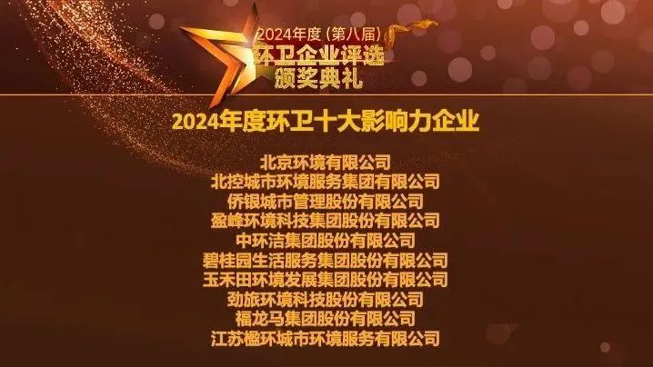 連續五年登榜丨平博pinnacle官方网站環境榮膺“2024年度環衛十大影響力企業”